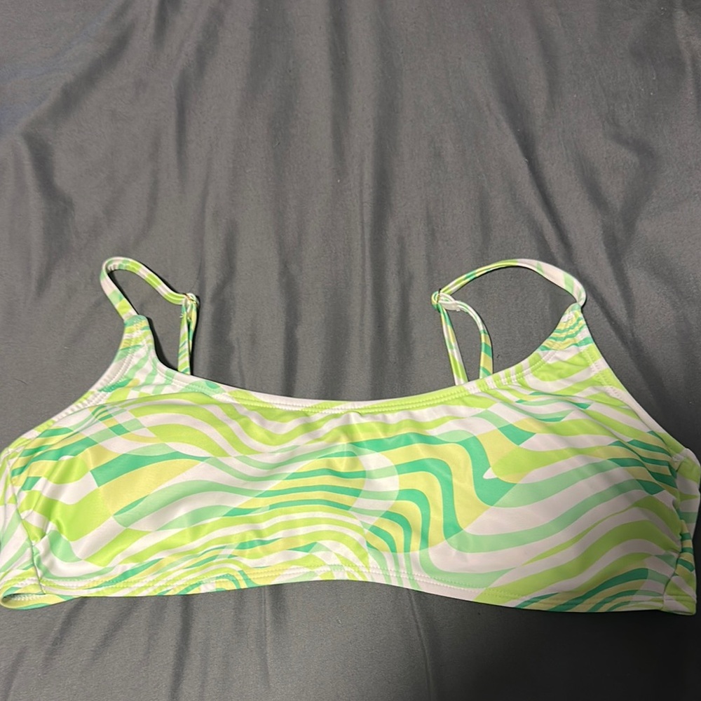 Target Green and White Wave Bikini Top